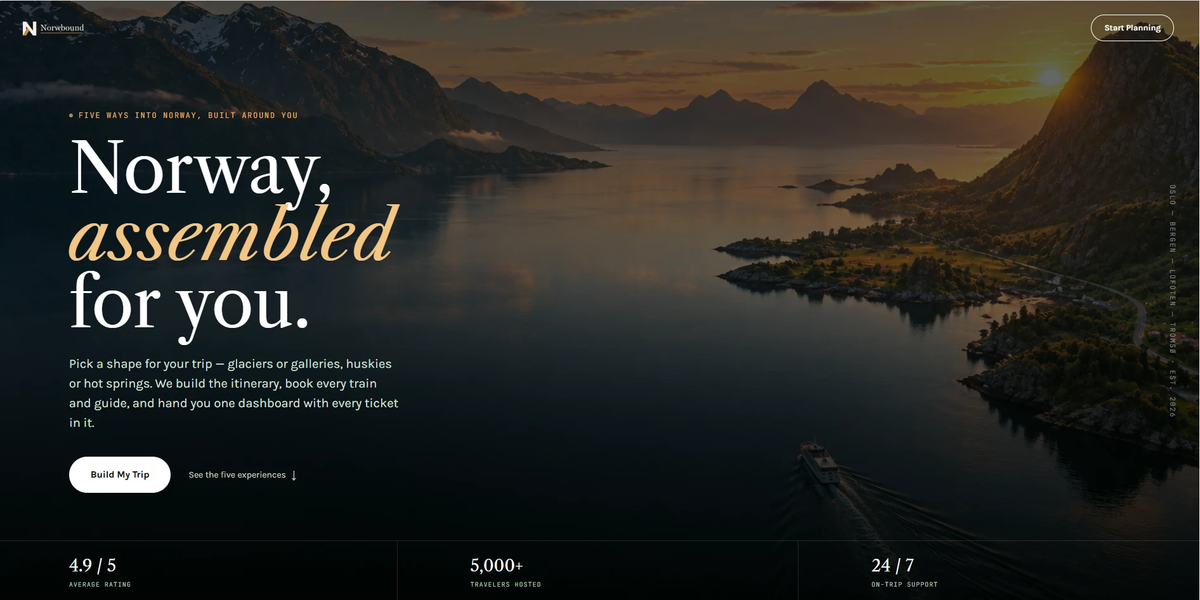 Forsiden til norwbound.com.